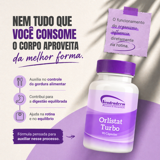 Bloqueador de Gordura | Orlistat Turbo 90 cápsulas 100mg + 🎁 Brinde