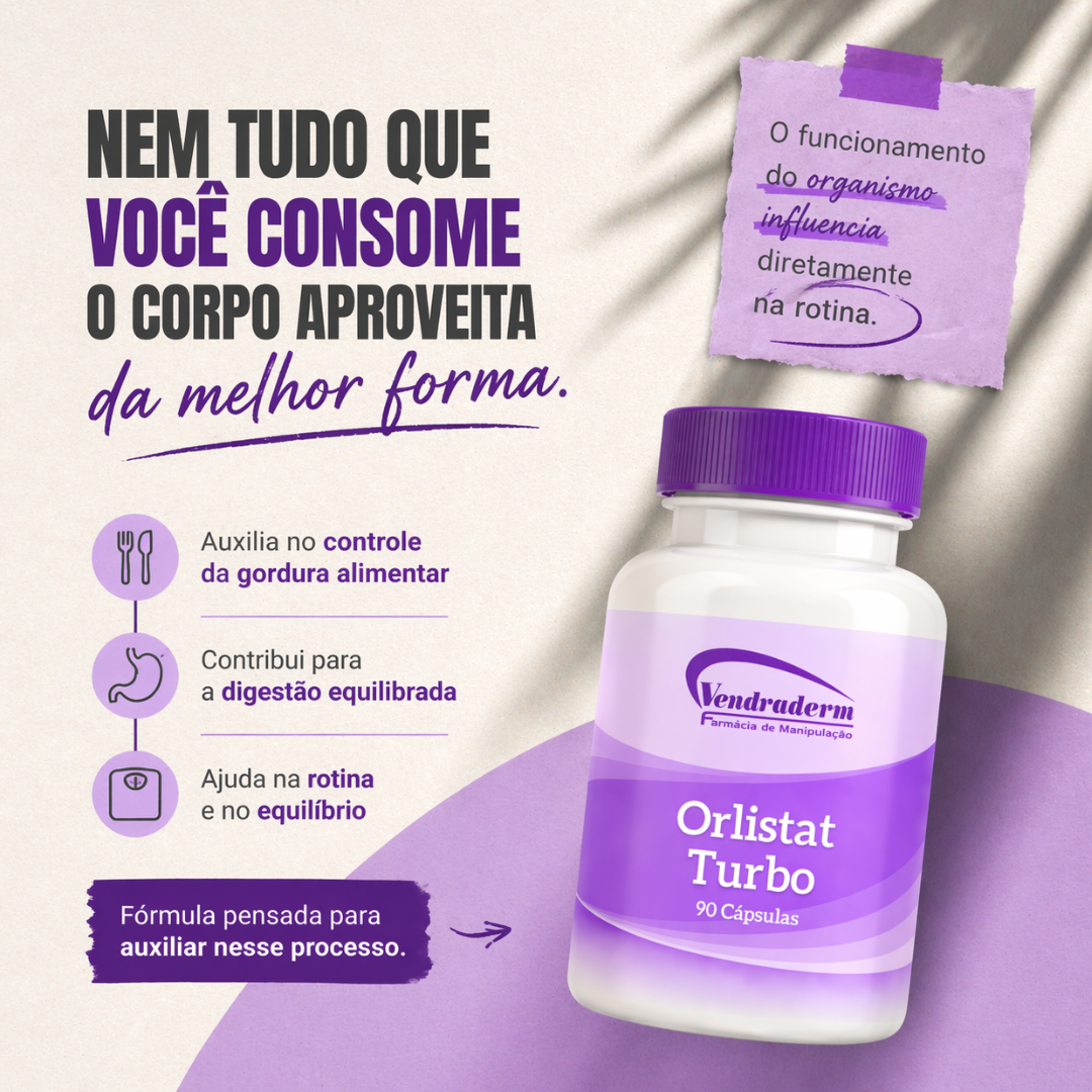 Bloqueador de Gordura | Orlistat Turbo 90 cápsulas 100mg + 🎁 Brinde