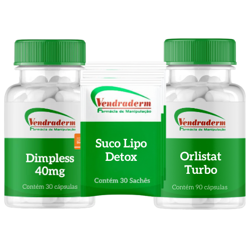 Combo Anticelulite e Definição | Suco Lipo Detox + Dimpless + Orlistat Turbo