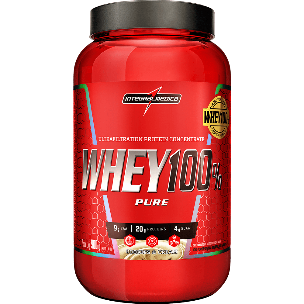 Whey Cookies e Cream Integralmedica Pote 900g 100% Puro