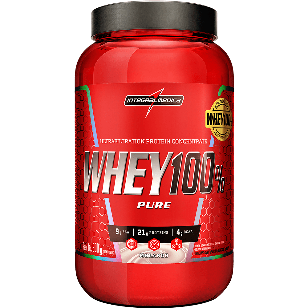 Whey Morango Integralmedica Pote 900g 100% Puro
