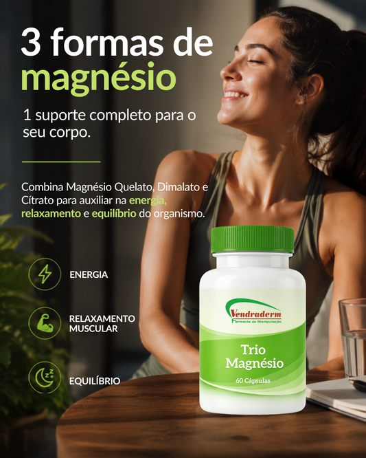 Trio Magnésio 60 cápsulas + 🎁 Brinde