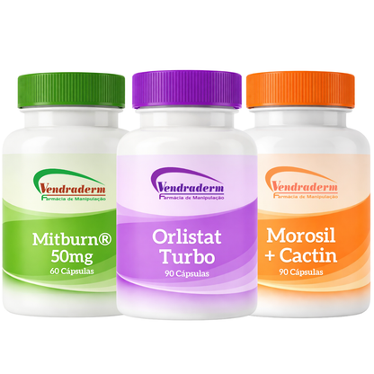 Combo Queima Total | Mitburn® + Morosil Cactin + Orlistat Turbo + 🎁 Brinde